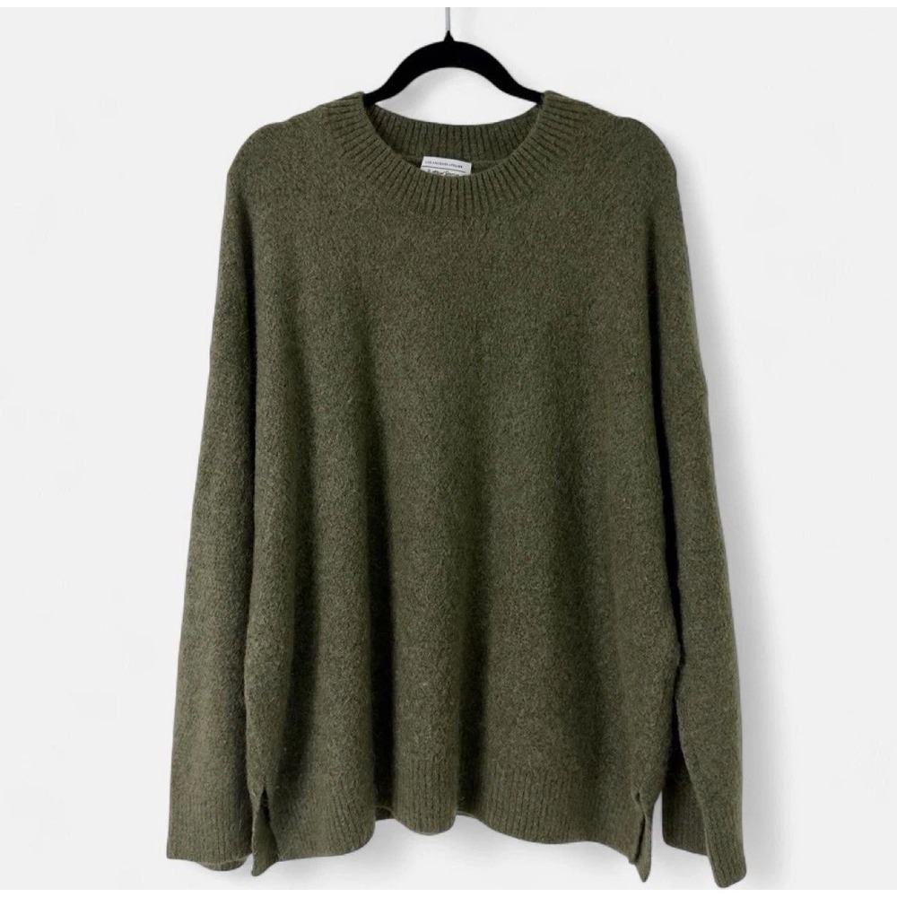 & Other Stories Sweater Olive Green Mohair Wool Knit Crewneck Pullover Womens M